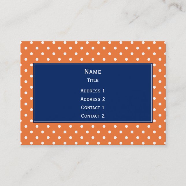 Orange, White Polka Dot with Royal Blue Business Card (Front)