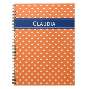 Orange, White Polka Dot with Royal Blue Notebook