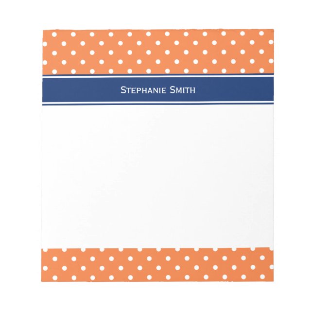 Orange, White Polka Dot with Royal Blue Notepad (Front)