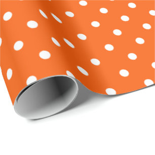 Orange   White Polka Dot Wrapping Paper