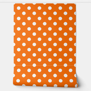 Orange White Polka Dots Pattern Wall Decor