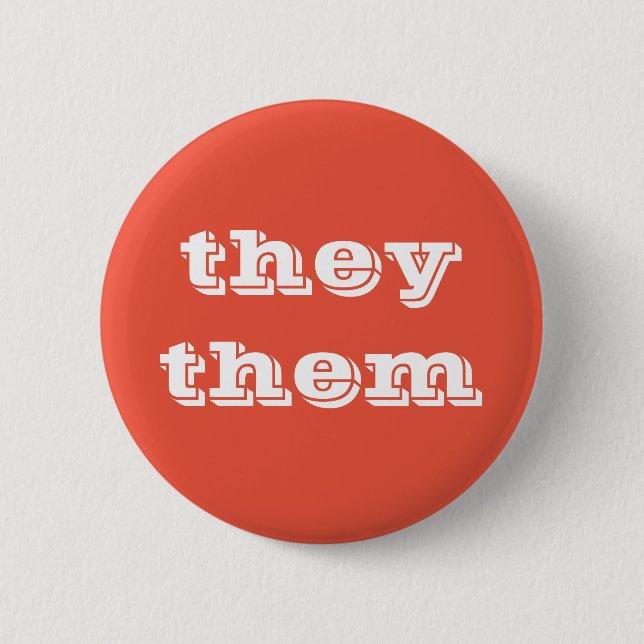 Orange White Pronoun Button They/Them (Front)