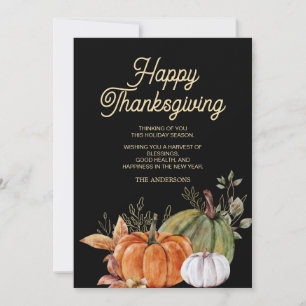 Orange White Pumpkins Black Happy Thanksgiving  Invitation