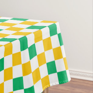Orange White Purple Checkered Pattern Design  Tablecloth