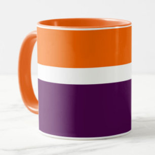 Orange White Purple Plain Color Block Design Mug