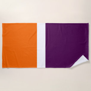 Orange White Purple Plain Colour Block Design Beach Towel