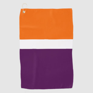 Orange White Purple Plain Colour Block Design  Golf Towel