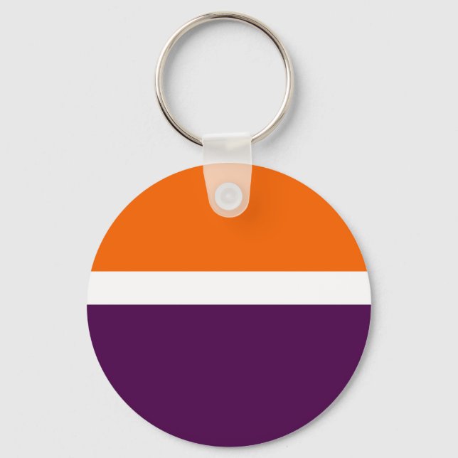 Orange White Purple Plain Colour Block Design  Key Ring (Front)