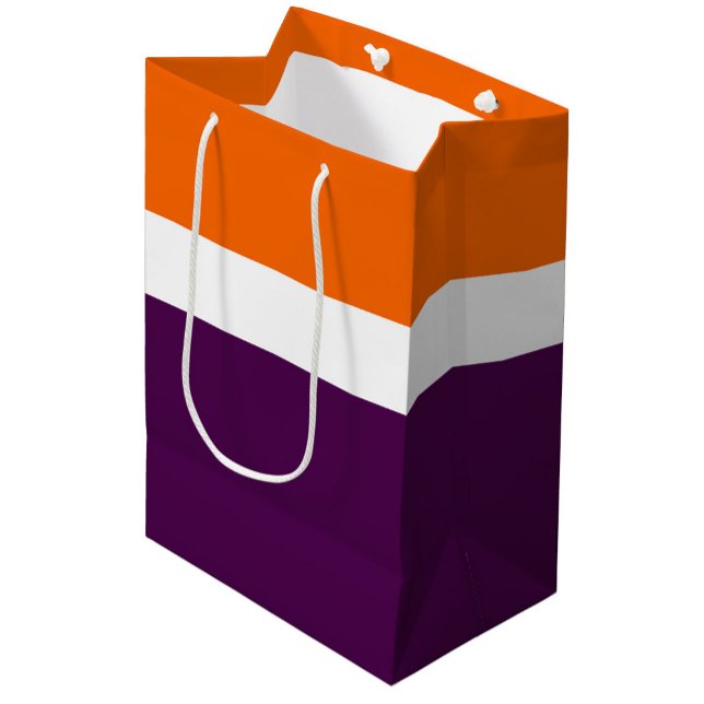 Orange White Purple Plain Colour Block Design  Medium Gift Bag (Creator Uploaded)