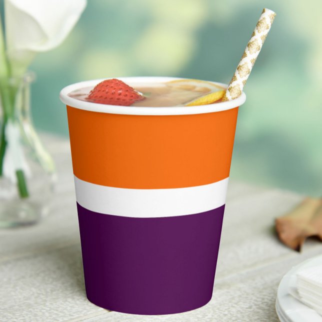 Orange White Purple Plain Colour Block Design  Paper Cups (Creator Uploaded)