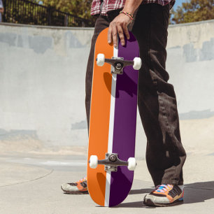 Orange White Purple Plain Colour Block Design Skateboard