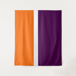 Orange White Purple Plain Colour Block Design Tapestry