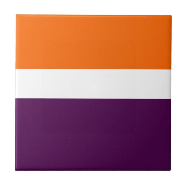 Orange White Purple Plain Colour Block Design  Tile (Front)