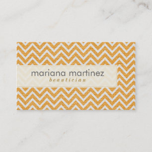 Orange & White Retro Chevron Pattern Linen Texture Business Card