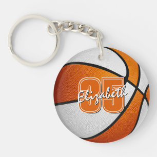 orange white school team colours basketball key ring