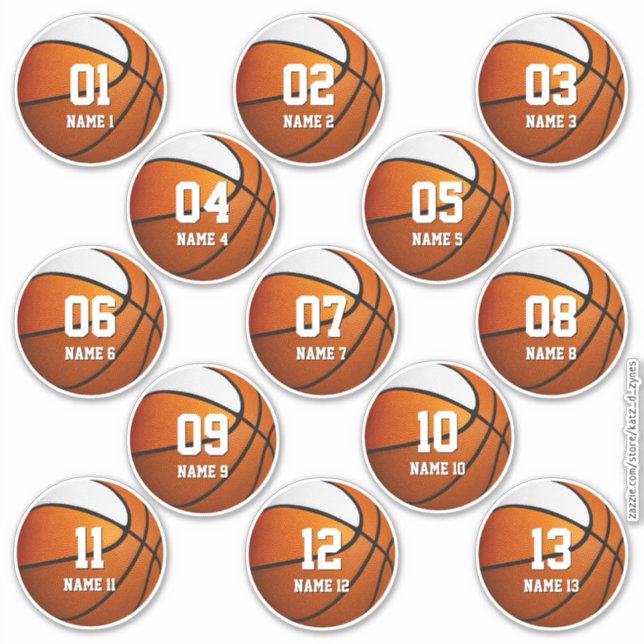 orange white set of 13 kids basketball (Front)