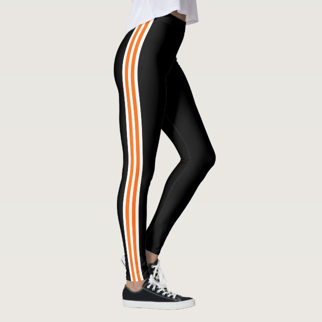 Orange White Side Stripe Black Leggings Your Colou (Right)