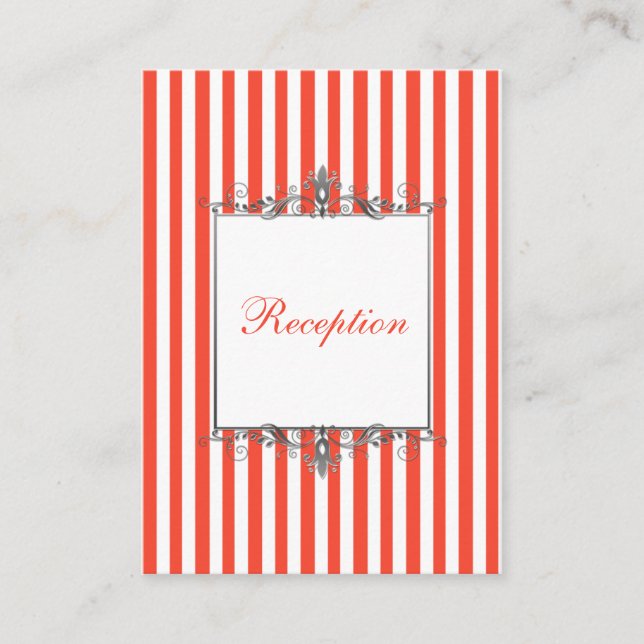 Orange White Silver Stripes Scrolls Enclosure Card (Front)