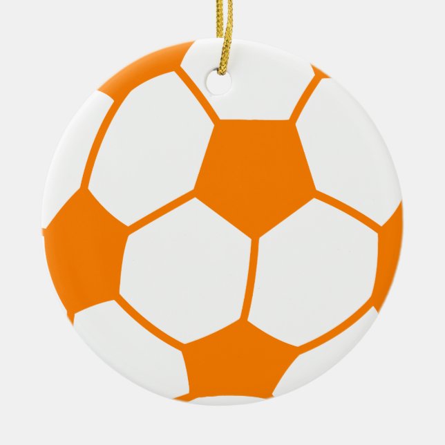 Orange & White Soccer Ceramic Tree Decoration (Front)