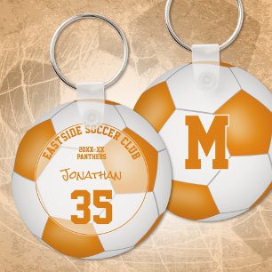 orange white soccer team colours kids sports gifts key ring