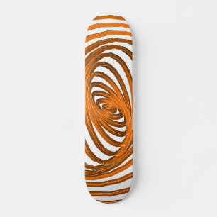 Orange & White Spiral Graphics: Skateboard