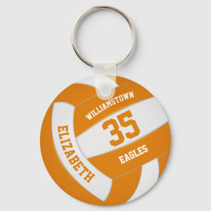 orange white sports team colours volleyball key ring