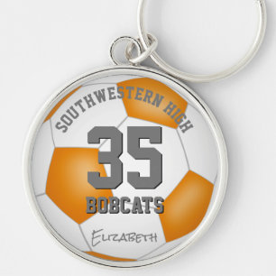 orange white sporty team colours girls boys soccer key ring