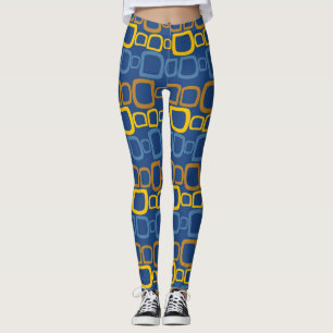 orange white square blue yellow leggings