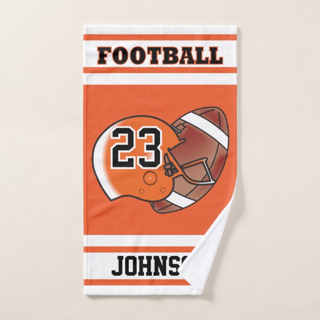 Orange & White Stripe Football Jersey Hand Towel (Hand Towel)