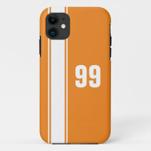 Orange & White Stripe Jersey Numbered iPhone Case