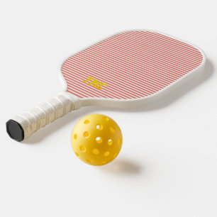 orange white stripe monogram initials yellow pickleball paddle