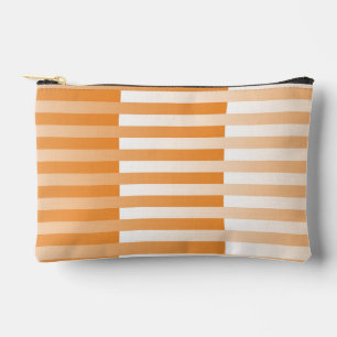 Orange White Striped Pattern Accessory Pouch