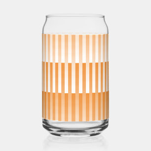 Orange White Striped Pattern Can Glass