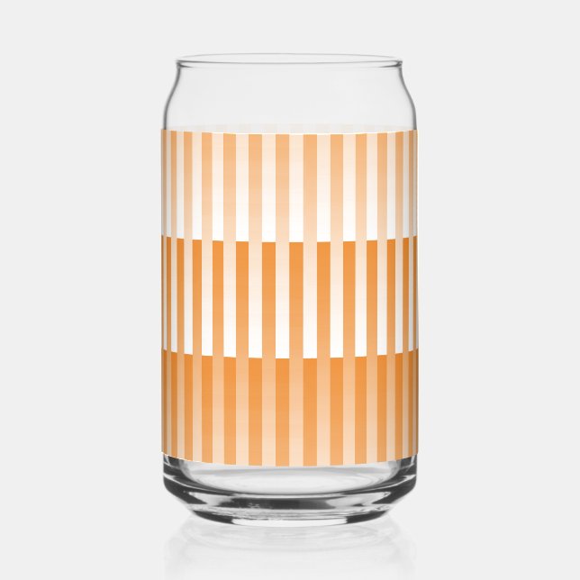 Orange White Striped Pattern Can Glass (Front)
