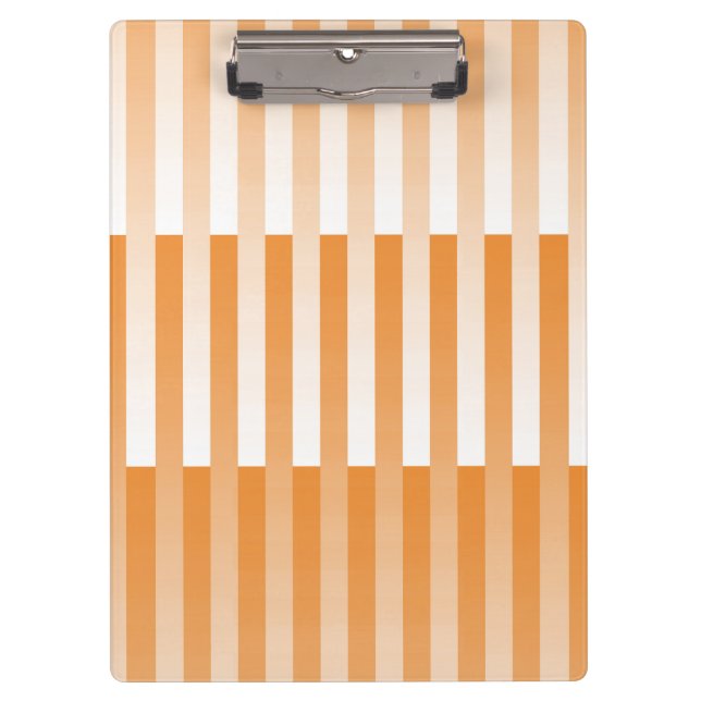 Orange White Striped Pattern Clipboard (Front)