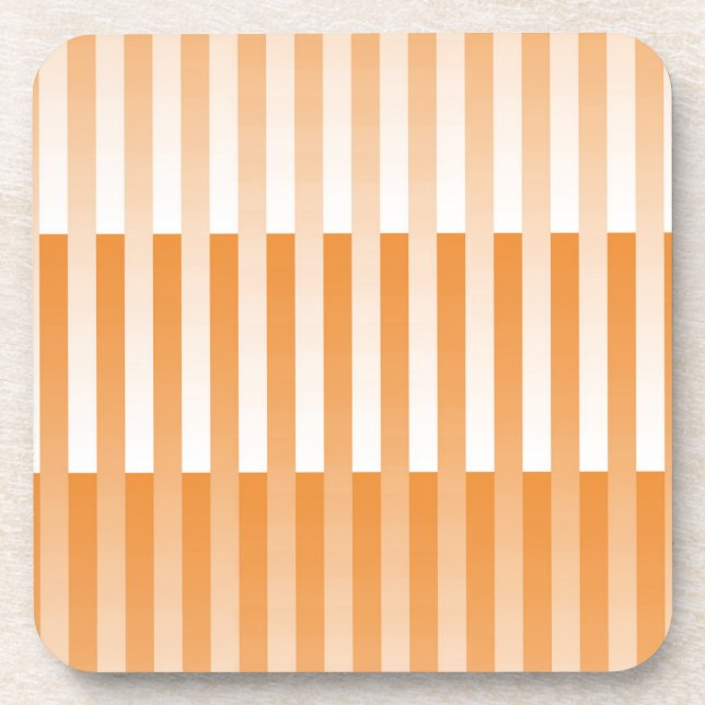 Orange White Striped Pattern Coaster (Front)