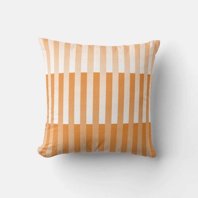 Orange White Striped Pattern Cushion (Front)