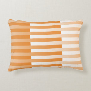 Orange White Striped Pattern Decorative Cushion