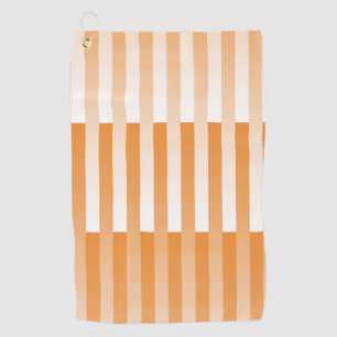 Orange White Striped Pattern Golf Towel
