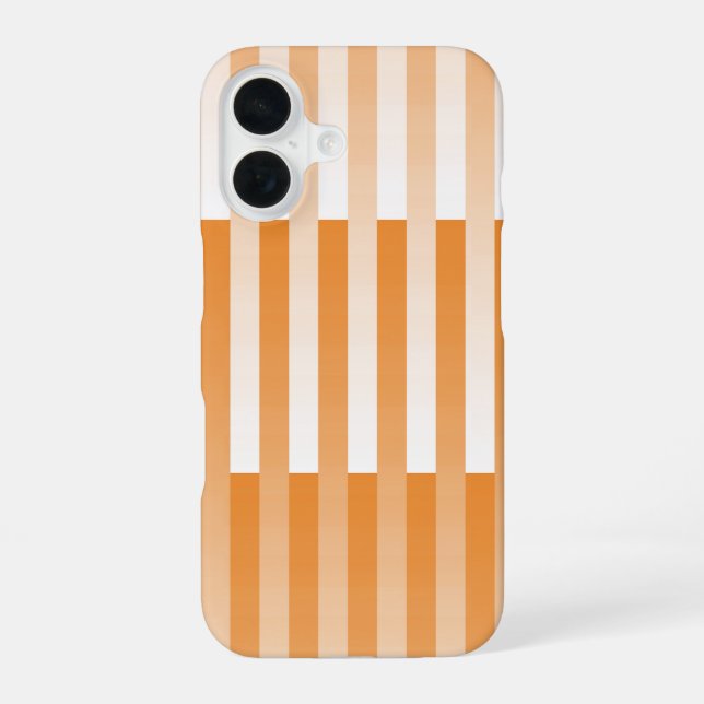 Orange White Striped Pattern iPhone 16 Case (Back)
