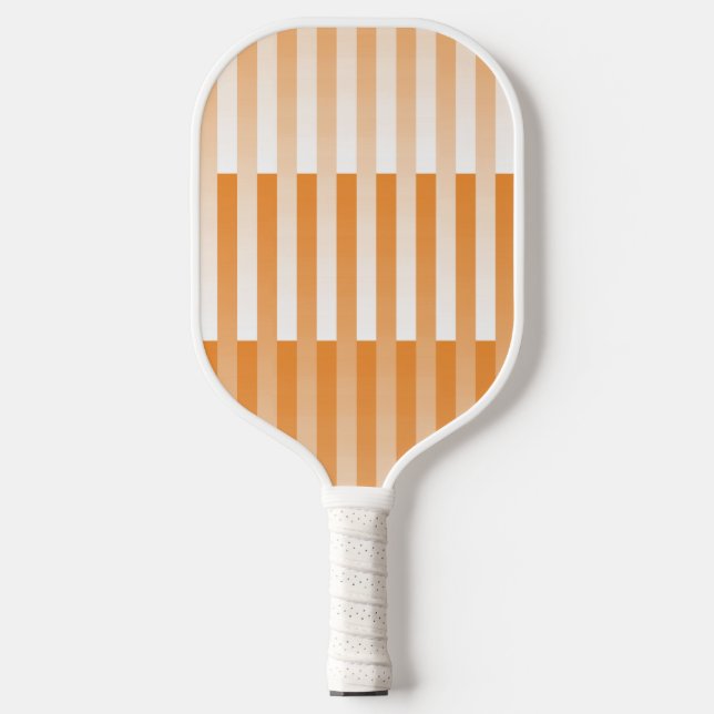 Orange White Striped Pattern Pickleball Paddle (Front)