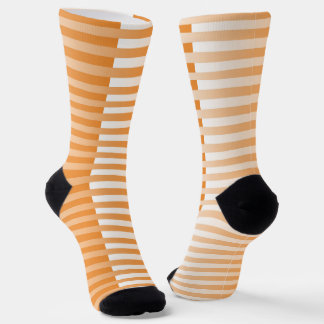 Orange White Striped Pattern Socks