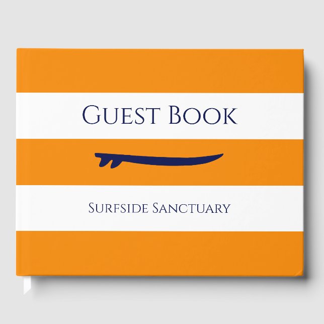 Orange & White Striped Welcome Guest Book (Front)