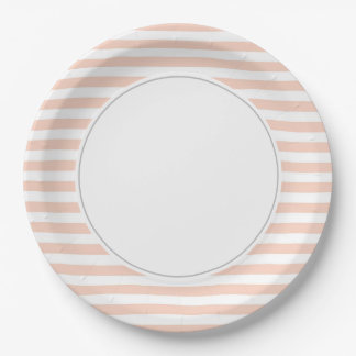 Orange & White Stripes  Paper Plate