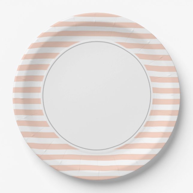 Orange & White Stripes  Paper Plate (Front)