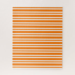 Orange White Stripes Pattern Jigsaw Puzzle