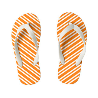 Orange White Stripes Pattern Kid's Flip Flops
