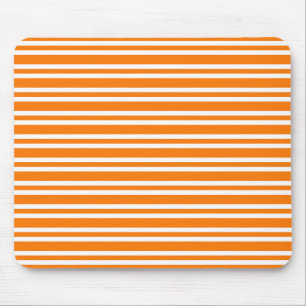 Orange White Stripes Pattern Mouse Mat