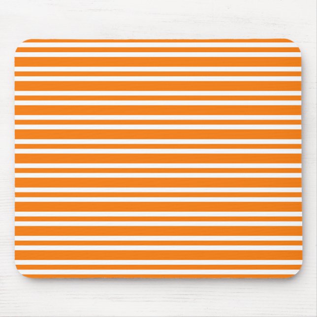 Orange White Stripes Pattern Mouse Mat (Front)