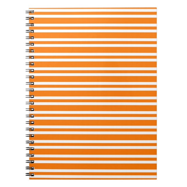 Orange White Stripes Pattern Notebook (Front)